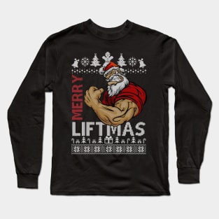 Merry Liftmas Ugly Christmas Gym Workout Gift Mens 2 Long Sleeve T-Shirt